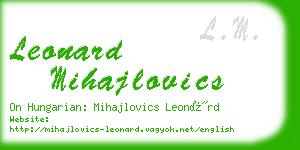 leonard mihajlovics business card